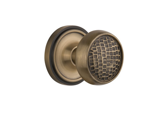 Nostalgic Warehouse - Classic Rosette Interior Mortise Craftsman Door Knob in Antique Brass - CLACRA - 716574 - 2 1/4" Backset