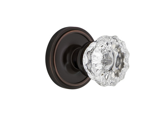 Nostalgic Warehouse - Classic Rosette Passage Crystal Glass Door Knob in Timeless Bronze - CLACRY - 708393 - 2 3/4" Backset