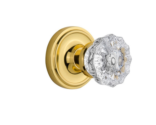 Nostalgic Warehouse - Classic Rosette Passage Crystal Glass Door Knob in Unlacquered Brass - CLACRY - 708394 - 2 3/4" Backset