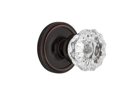 Nostalgic Warehouse - Classic Rosette Double Dummy Crystal Glass Door Knob in Timeless Bronze - CLACRY - 700755