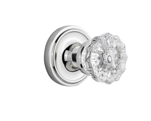 Nostalgic Warehouse - Classic Rosette Privacy Crystal Glass Door Knob in Bright Chrome - CLACRY - 701197 - 2 3/8" Backset