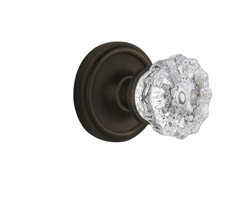 Nostalgic Warehouse - Classic Rosette Privacy Crystal Glass Door Knob in Oil-Rubbed Bronze - CLACRY - 704725 - 2 3/8" Backset