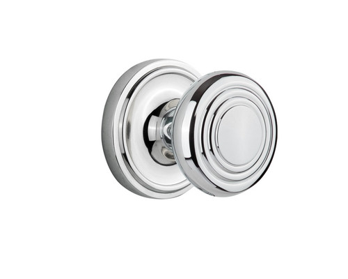Nostalgic Warehouse - Classic Rosette Privacy Deco Door Knob in Bright Chrome - CLADEC - 707067 - 2 3/8" Backset