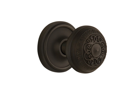 Nostalgic Warehouse - Classic Rosette Privacy Egg & Dart Door Knob in Oil-Rubbed Bronze - CLAEAD - 704733 - 2 3/8" Backset