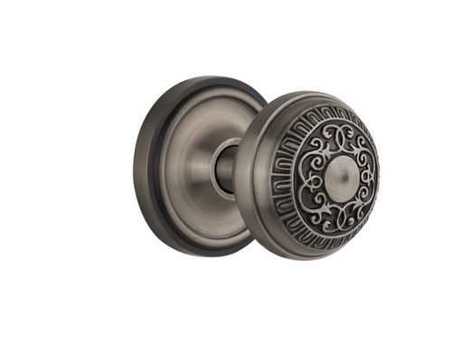 Nostalgic Warehouse - Classic Rosette Interior Mortise Egg & Dart Door Knob in Antique Pewter - CLAEAD - 704973 - 2 1/4" Backset