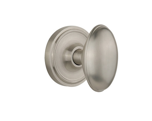 Nostalgic Warehouse - Classic Rosette Passage Homestead Door Knob in Satin Nickel - CLAHOM - 704750 - 2 3/8" Backset