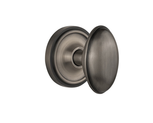 Nostalgic Warehouse - Classic Rosette Privacy Homestead Door Knob in Antique Pewter - CLAHOM - 704742 - 2 3/8" Backset