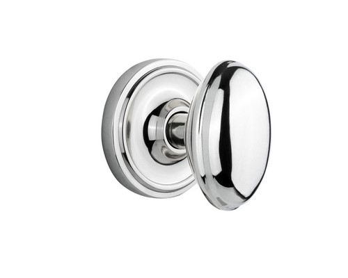 Nostalgic Warehouse - Classic Rosette Privacy Homestead Door Knob in Bright Chrome - CLAHOM - 704747 - 2 3/8" Backset