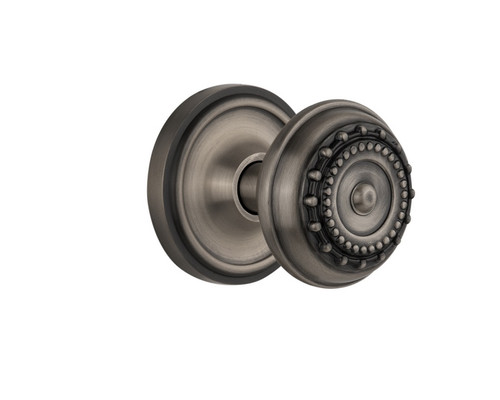 Nostalgic Warehouse - Classic Rosette Passage Meadows Door Knob in Antique Pewter - CLAMEA - 704772 - 2 3/8" Backset