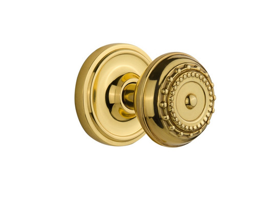 Nostalgic Warehouse - Classic Rosette Passage Meadows Door Knob in Unlacquered Brass - CLAMEA - 708424 - 2 3/4" Backset