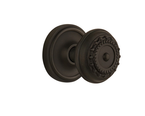 Nostalgic Warehouse - Classic Rosette Privacy Meadows Door Knob in Oil-Rubbed Bronze - CLAMEA - 713516 - 2 3/4" Backset