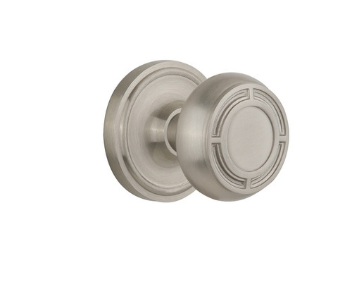 Nostalgic Warehouse - Classic Rosette Privacy Mission Door Knob in Satin Nickel - CLAMIS - 716749 - 2 3/8" Backset