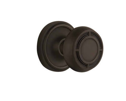 Nostalgic Warehouse - Classic Rosette Privacy Mission Door Knob in Oil-Rubbed Bronze - CLAMIS - 713553 - 2 3/4" Backset