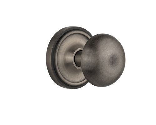 Nostalgic Warehouse - Classic Rosette Passage New York Door Knob in Antique Pewter - CLANYK - 708431 - 2 3/4" Backset