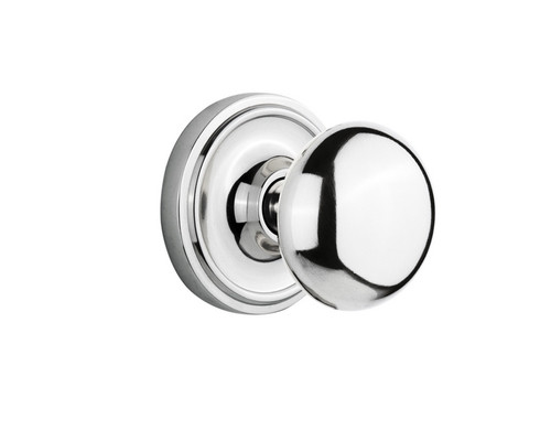 Nostalgic Warehouse - Classic Rosette Single Dummy New York Door Knob in Bright Chrome - CLANYK - 701227