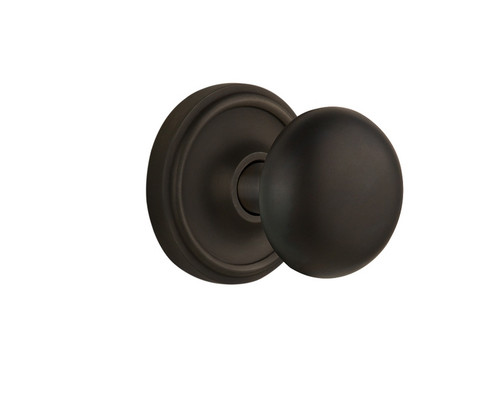 Nostalgic Warehouse - Classic Rosette Privacy New York Door Knob in Oil-Rubbed Bronze - CLANYK - 713584 - 2 3/4" Backset