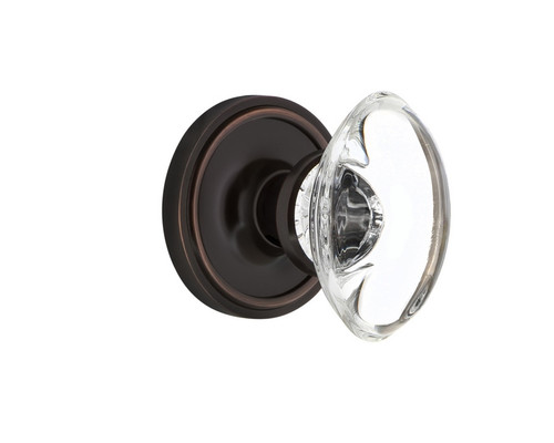 Nostalgic Warehouse - Classic Rosette Passage Oval Clear Crystal Glass Door Knob in Timeless Bronze - CLAOCC - 708444 - 2 3/4" Backset