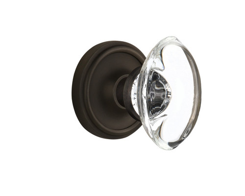 Nostalgic Warehouse - Classic Rosette Single Dummy Oval Clear Crystal Glass Door Knob in Oil-Rubbed Bronze - CLAOCC - 711419