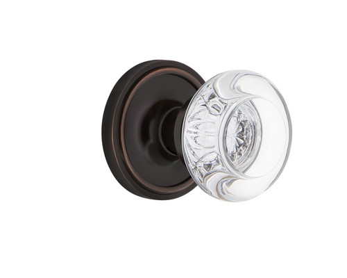 Nostalgic Warehouse - Classic Rosette Single Dummy Round Clear Crystal Glass Door Knob in Timeless Bronze - CLARCC - 700495