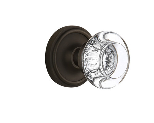 Nostalgic Warehouse - Classic Rosette Single Dummy Round Clear Crystal Glass Door Knob in Oil-Rubbed Bronze - CLARCC - 712299