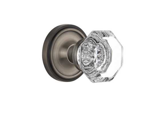 Nostalgic Warehouse - Classic Rosette Privacy Waldorf Door Knob in Antique Pewter - CLAWAL - 714563 - 2 3/4" Backset