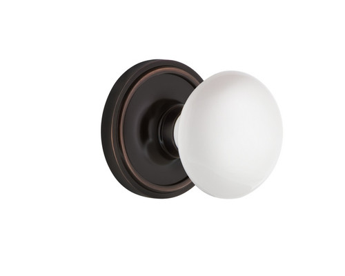 Nostalgic Warehouse - Classic Rosette Single Dummy White Porcelain Door Knob in Timeless Bronze - CLAWHI - 700499