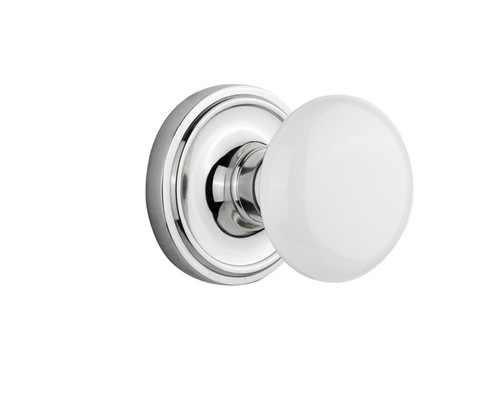 Nostalgic Warehouse - Classic Rosette Double Dummy White Porcelain Door Knob in Bright Chrome - CLAWHI - 702197