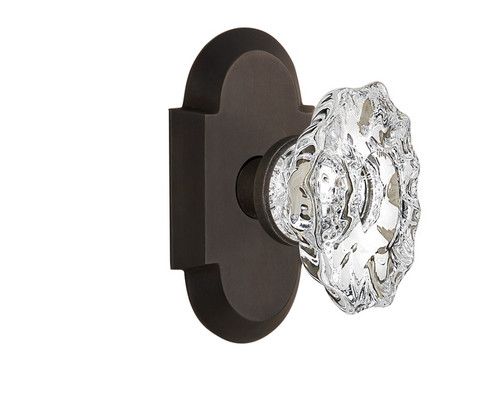 Nostalgic Warehouse - Cottage Plate Privacy Chateau Door Knob in Oil-Rubbed Bronze - COTCHA - 714595 - 2 3/4" Backset