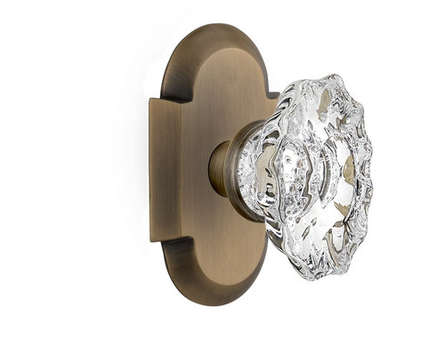 Nostalgic Warehouse - Cottage Plate Single Dummy Chateau Door Knob in Antique Brass - COTCHA - 713721