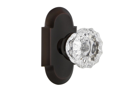 Nostalgic Warehouse - Cottage Plate Single Dummy Crystal Glass Door Knob in Timeless Bronze - COTCRY - 700504