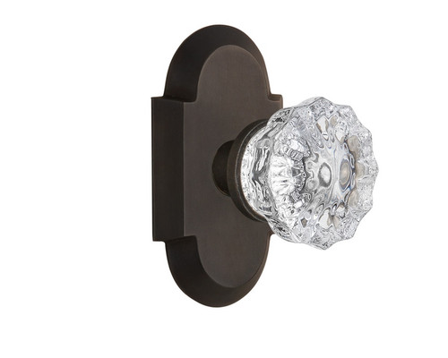 Nostalgic Warehouse - Cottage Plate Single Dummy Crystal Glass Door Knob in Oil-Rubbed Bronze - COTCRY - 712995