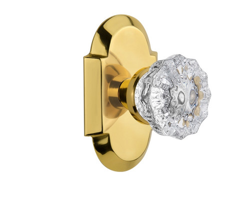 Nostalgic Warehouse - Cottage Plate Single Dummy Crystal Glass Door Knob in Polished Brass - COTCRY - 712996