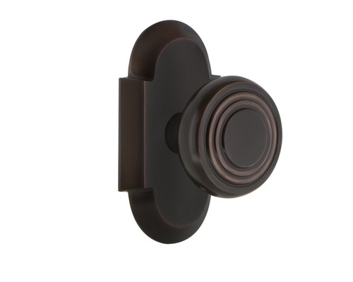 Nostalgic Warehouse - Cottage Plate Privacy Deco Door Knob in Timeless Bronze - COTDEC - 708102 - 2 3/8" Backset