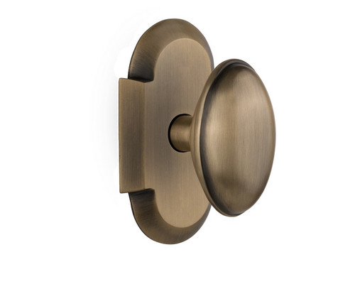 Nostalgic Warehouse - Cottage Plate Single Dummy Homestead Door Knob in Antique Brass - COTHOM - 713006