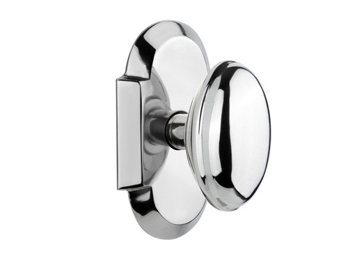 Nostalgic Warehouse - Cottage Plate Double Dummy Homestead Door Knob in Bright Chrome - COTHOM - 713104