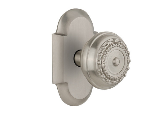 Nostalgic Warehouse - Cottage Plate Single Dummy Meadows Door Knob in Satin Nickel - COTMEA - 713017