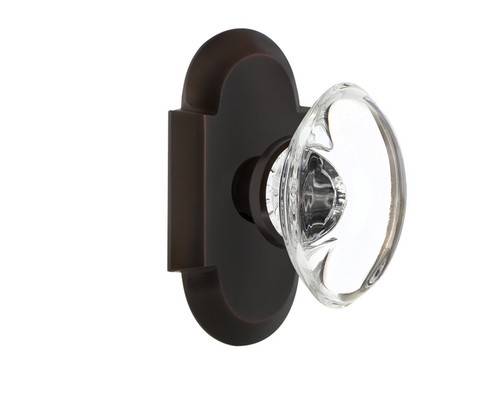 Nostalgic Warehouse - Cottage Plate Single Dummy Oval Clear Crystal Glass Door Knob in Timeless Bronze - COTOCC - 700510