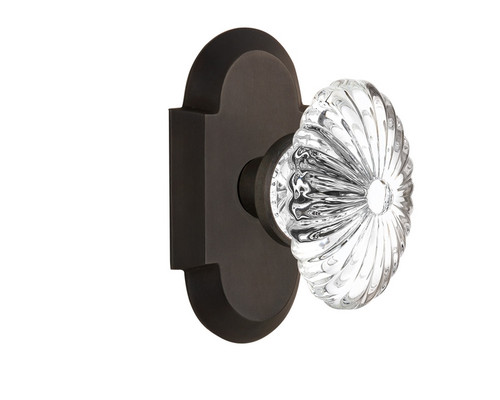 Nostalgic Warehouse - Cottage Plate Double Dummy Oval Fluted Crystal Glass Door Knob in Oil-Rubbed Bronze - COTOFC - 713132