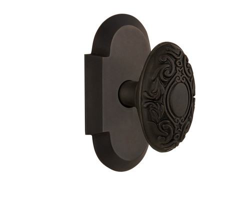 Nostalgic Warehouse - Cottage Plate Privacy Victorian Door Knob in Oil-Rubbed Bronze - COTVIC - 712960 - 2 3/8" Backset
