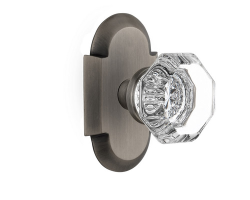 Nostalgic Warehouse - Cottage Plate Passage Waldorf Door Knob in Antique Pewter - COTWAL - 708614 - 2 3/4" Backset