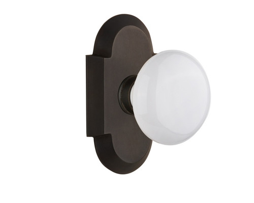 Nostalgic Warehouse - Cottage Plate Double Dummy White Porcelain Door Knob in Oil-Rubbed Bronze - COTWHI - 713180
