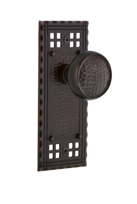 Nostalgic Warehouse - Craftsman Plate Single Dummy Craftsman Door Knob in Timeless Bronze - CRACRA - 700521