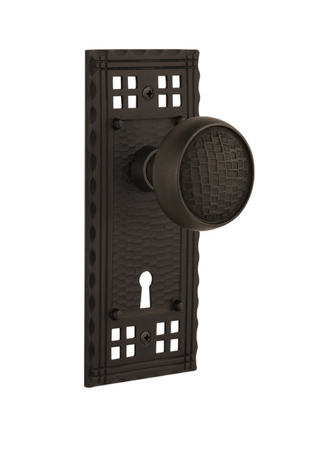 Nostalgic Warehouse - Craftsman Plate Interior Mortise Craftsman Door Knob in Oil-Rubbed Bronze - CRACRA - 715800 - 2 1/4" Backset