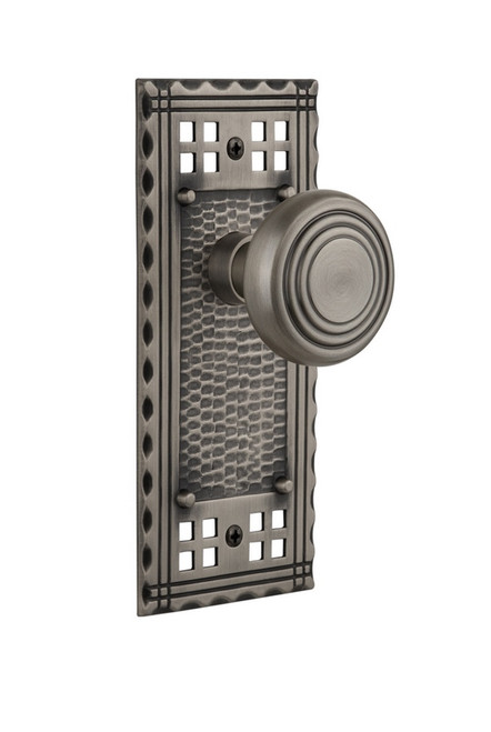 Nostalgic Warehouse - Craftsman Plate Single Dummy Deco Door Knob in Antique Pewter - CRADEC - 707432