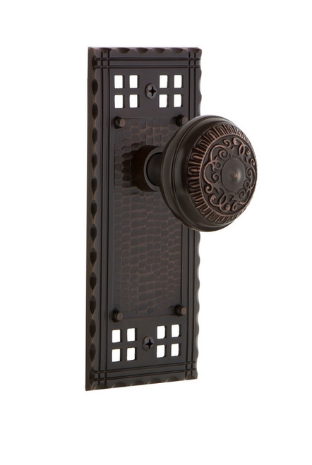 Nostalgic Warehouse - Craftsman Plate Double Dummy Egg & Dart Door Knob in Timeless Bronze - CRAEAD - 700793