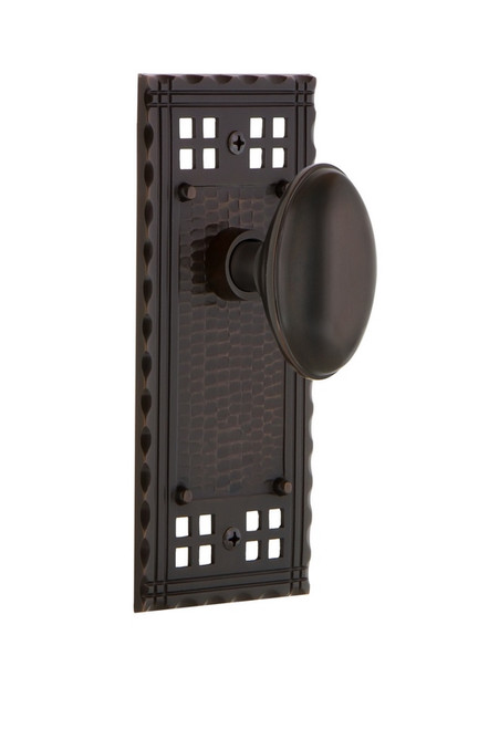 Nostalgic Warehouse - Craftsman Plate Single Dummy Homestead Door Knob in Timeless Bronze - CRAHOM - 700524