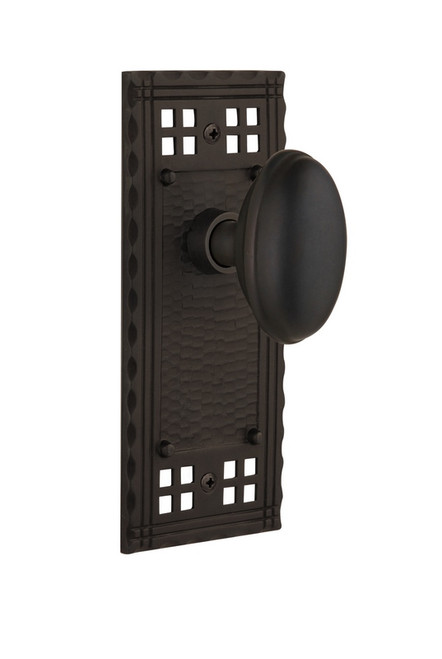 Nostalgic Warehouse - Craftsman Plate Single Dummy Homestead Door Knob in Oil-Rubbed Bronze - CRAHOM - 715368