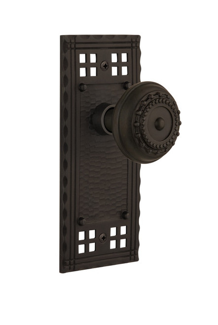 Nostalgic Warehouse - Craftsman Plate Double Dummy Meadows Door Knob in Oil-Rubbed Bronze - CRAMEA - 715500