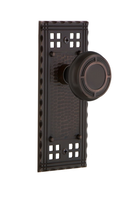 Nostalgic Warehouse - Craftsman Plate Double Dummy Mission Door Knob in Timeless Bronze - CRAMIS - 700796