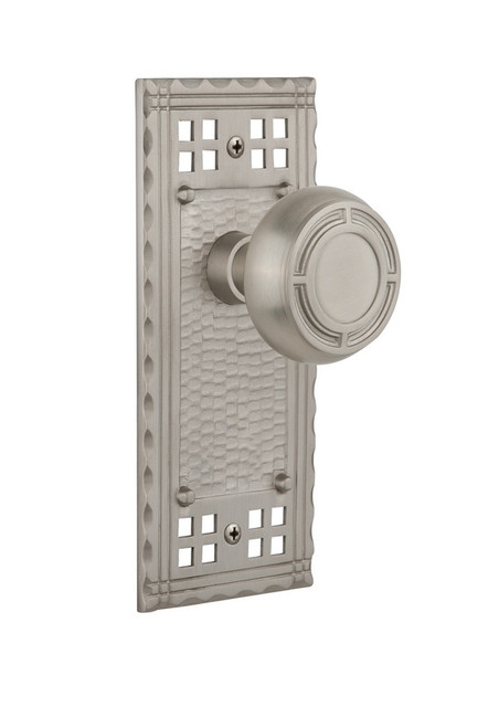 Nostalgic Warehouse - Craftsman Plate Double Dummy Mission Door Knob in Satin Nickel - CRAMIS - 715549